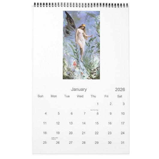 Vintage Feen Kalender (Jan 2026)
