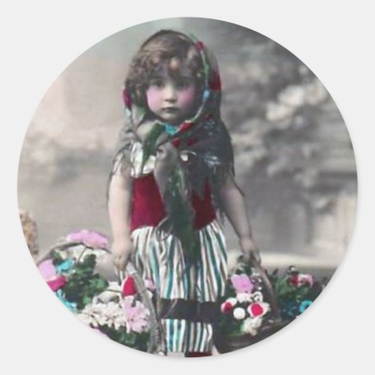 Vintage Feen Runder Aufkleber (Vorderseite)