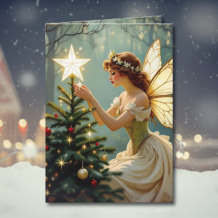 Vintage-Feener-Platz Stern auf Weihnachtsbaum Karte