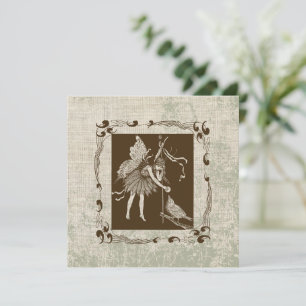 Vintage-Feengrußkarte mit Vogel