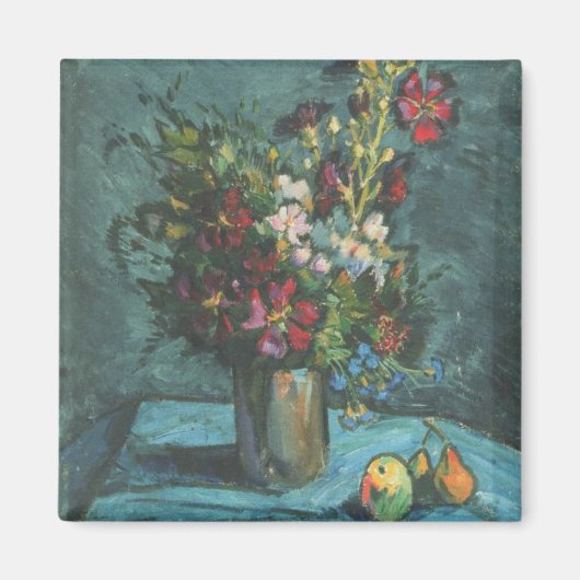 Vintage Fehler auf schwarzen Hintergrund Blume ros Magnet (Vorne)