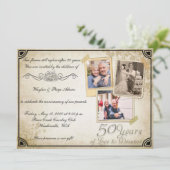 Vintage Feier zum 50. Jahrestag Einladung (Stehend Vorderseite)