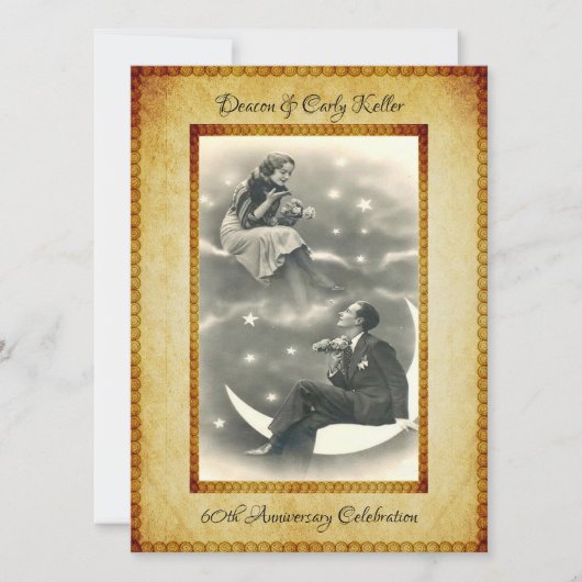 Vintage Feier zum 60. Jahrestag Einladung (Vorderseite)
