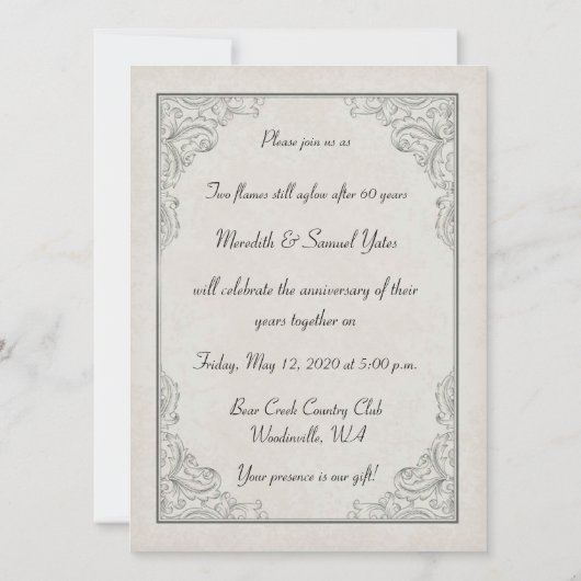 Vintage Feier zum 60. Jahrestag Einladung (Rückseite)