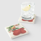 Vintage Feiertags-Beifall-Weihnachtshandschuhe Steinuntersetzer (Seitenansicht)