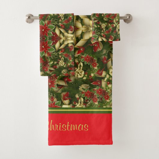 Vintage-Feiertags-Botanik-Monogramm Badhandtuch Set (Insitu)