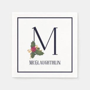 Vintage-Feiertags-Monogramm Buchstabe M Papier Ser Serviette