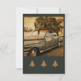 Vintage-Feiertags-rustikale-Auto-Grußkarte Karte