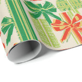 Vintage-Feiertags-Schleifenmuster-Design Geschenkpapier (Rolleneckpunkt)