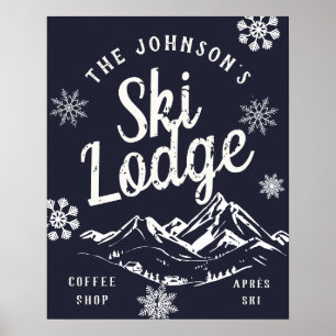 Vintage-Feiertags-Ski-Lodge-Familienposter Poster