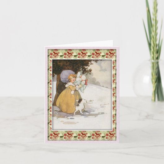 Vintage Feiertags-Szene Feiertagskarte (Vorderseite)