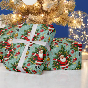 Vintage-Feiertagslaune: Santa & Baum-Jubiläum Geschenkpapier