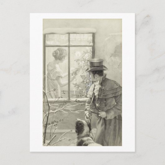 Vintage Feiertagsszenenmalerei mit einer Feiertagspostkarte (Vorderseite)