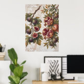 Vintage-Feigen-Granatapfel-Kunstposter Poster (Heimbüro)