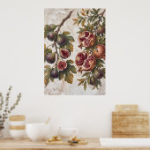 Vintage-Feigen-Granatapfel-Kunstposter Poster (Küche)