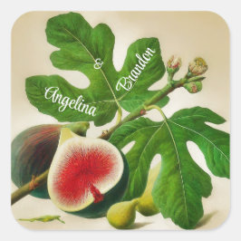 Vintage Feigen Hochzeit Personalisiert Quadratischer Aufkleber