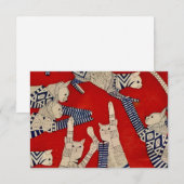 Vintage Feline Fabric Design Flat Card Dankeskarte (Vorne/Hinten)