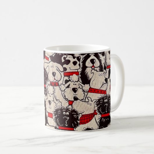 Vintage Feline Fabric Mug Kaffeetasse (VorderseiteRechts)