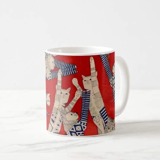 Vintage Feline Fabric Mug Kaffeetasse (VorderseiteRechts)