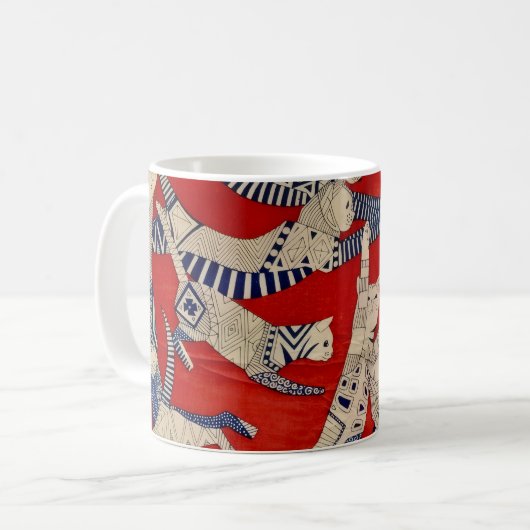 Vintage Feline Fabric Mug Kaffeetasse (Vorderseite Links)