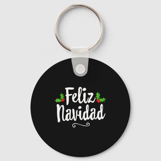 Vintage Feliz Navidad Retro Mexican Christmas Span Schlüsselanhänger (Vorderseite)