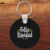 Vintage Feliz Navidad Retro Mexican Christmas Span Schlüsselanhänger (Vorderseite)