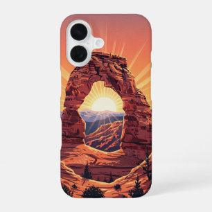 Vintage-Felsentor bei untergehender Sonne iPhone 16 Hülle