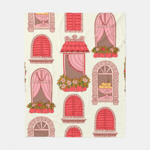 Vintage Fensterdarstellung Fleecedecke
