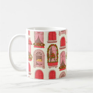 Vintage Fensterdarstellung Kaffeetasse