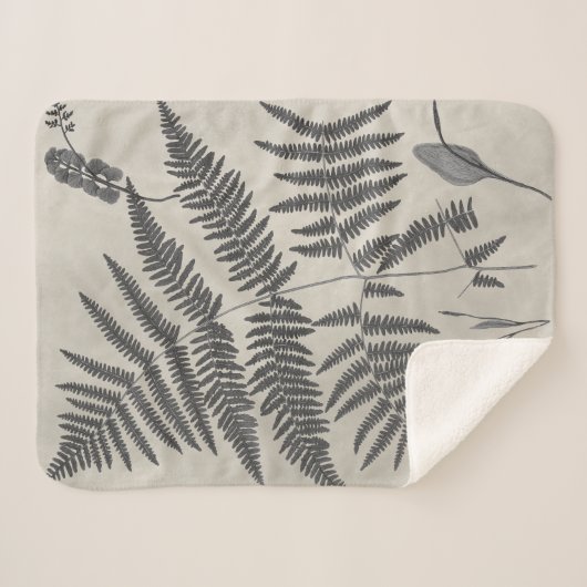 Vintage Ferns Sherpadecke (Vorderseite (Horizontal))