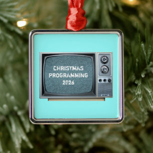 Vintage-Fernsehgerät mit statischem Bildschirm Silbernes Ornament