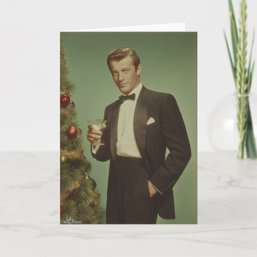 Vintage Festive Eleganz Portrait Feiertagskarte (Vorderseite)