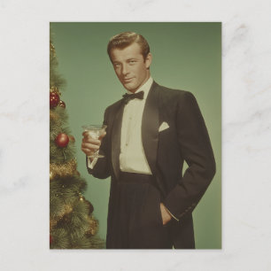 Vintage Festive Eleganz Portrait Feiertagspostkarte