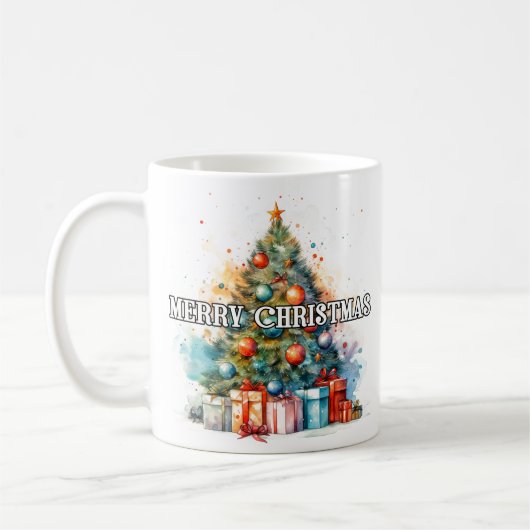 Vintage Festlicher Frohe Weihnachtsbaum Kaffeetasse (Links)