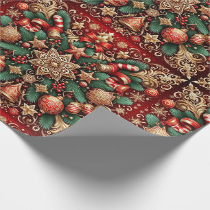 Vintage festliches botanisches Weihnachtsmuster Geschenkpapier
