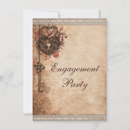 Vintage Feststelltaste und Schlüsselbeteiligungspa Einladung