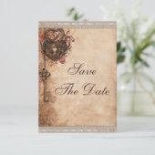 Vintage Feststelltaste und Tastenhochzeit speicher Save The Date (Stehend Vorderseite)