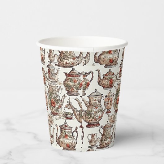 Vintage Festtage Teezeit Pappbecher (Rechts)