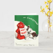 Vintage Feuer Hydrant Welpe Weihnachtskarte Karte (Gelbe Blume)