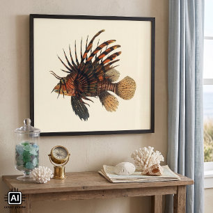 Vintage-Feuerfisch, Meeresleben Tier Poster