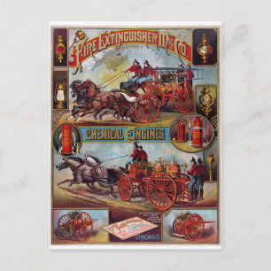 Vintage Feuerlöschwerbung Postkarte