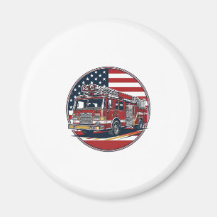 Vintage-Feuerwehrauto Amerikanische Flagge Kreis V Magnet