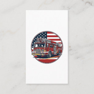 Vintage-Feuerwehrauto Amerikanische Flagge Kreis V Visitenkarte