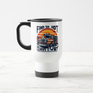 Vintage-Feuerwehrauto-Sonnenuntergang-Grafik-T-Shi Reisebecher