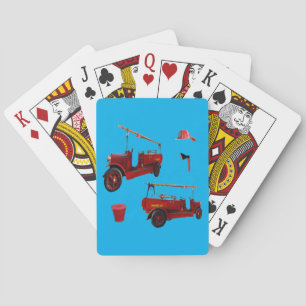 Vintage-Feuerwehrauto und -Ausrüstung, Spielkarten