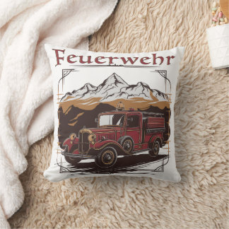 Vintage Feuerwehrfahrzeug - Retro Design Kissen