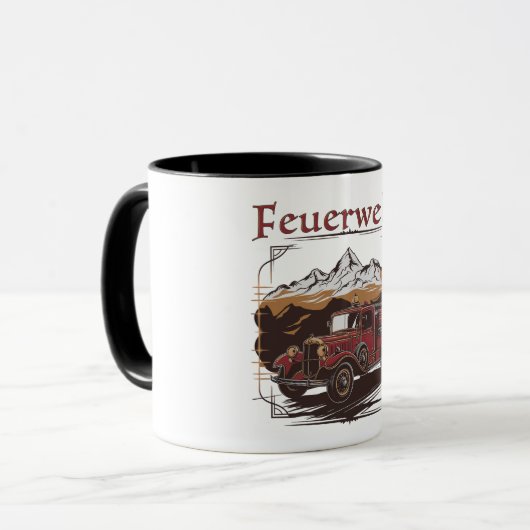 Vintage Feuerwehrfahrzeug - Retro Design Tasse (Vorderseite Links)