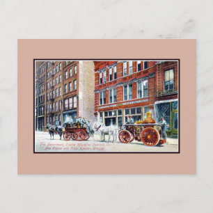 Vintage-Feuerwehrfahrzeuge aus Chicago, ca. 1890er Postkarte