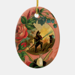 Vintage Feuerwehrkunst der 1880er Jahre Keramik Ornament