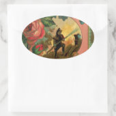 Vintage Feuerwehrkunst der 1880er Jahre Ovaler Aufkleber (Tasche)